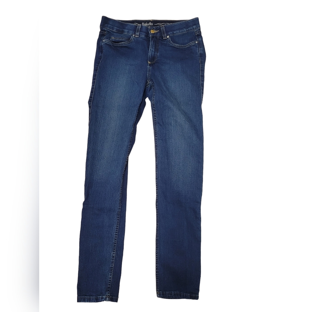 Rafaella jeans hidden elastic waist, Sz 4, Slimming Denim 29" Inseam Stretch